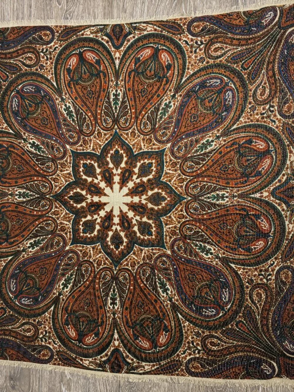 Vintage The Specialty House Wool Lurex Paisley Scarf Shawl Made in Japan 35x35